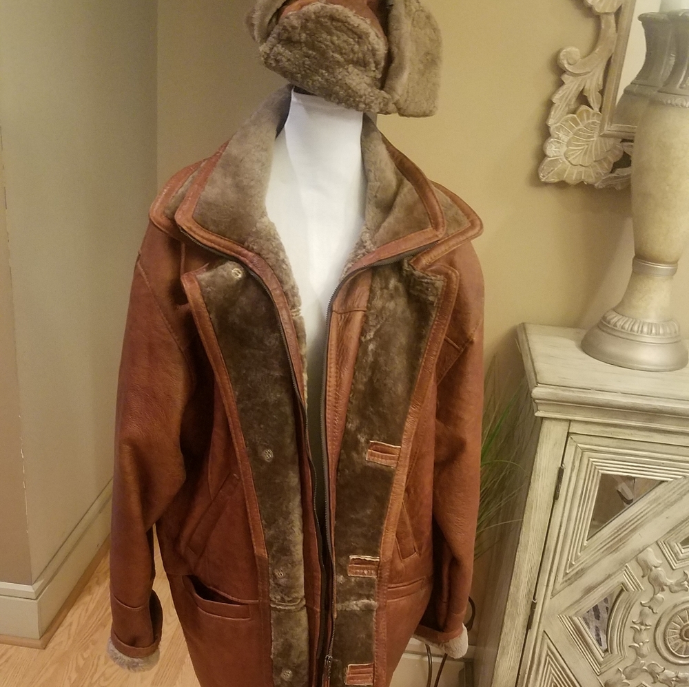 Brown leather coat